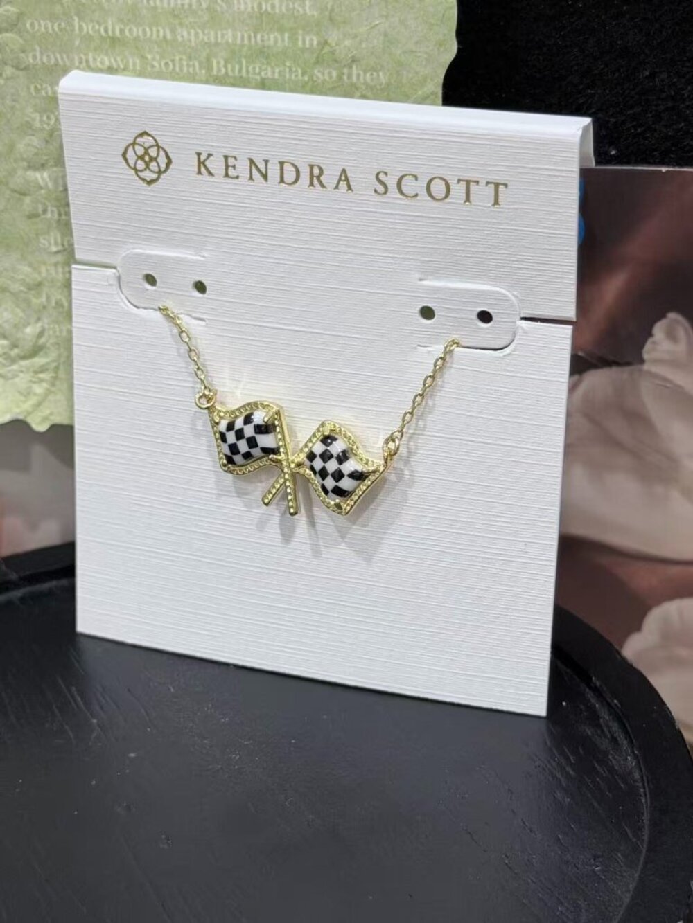 Kendra Scott Checkered Racing Flag Pendant Necklace